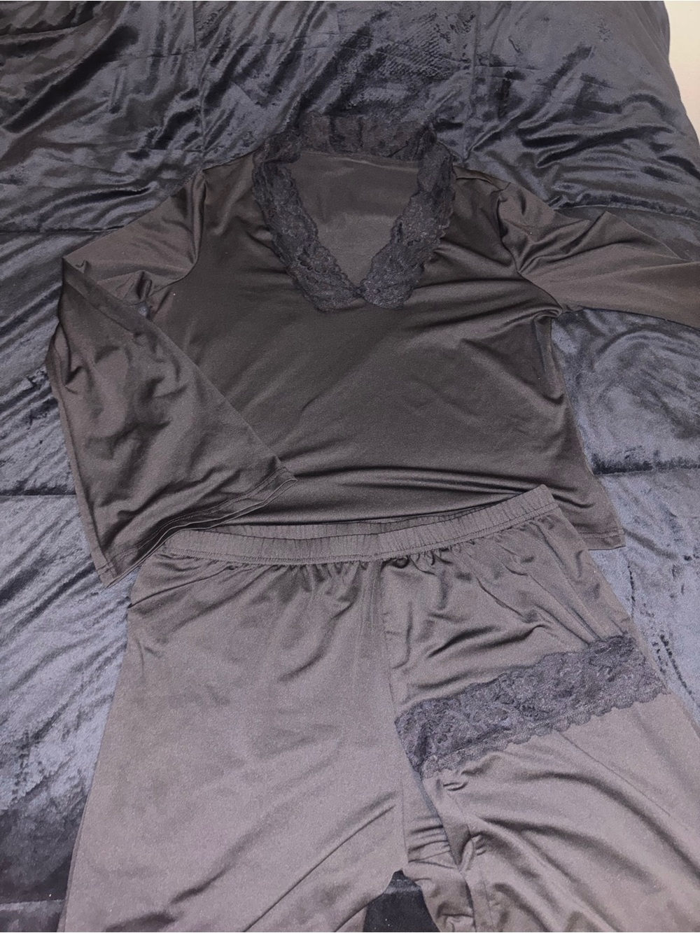 Black Lace-Trim Sleep Set - Women Intimates & Sleepwear